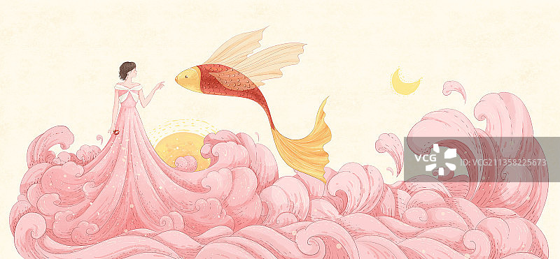 创意粉色女神节插画图片素材