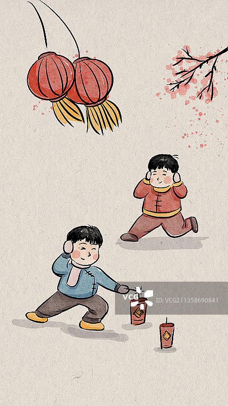 新年春节民俗插画图片素材