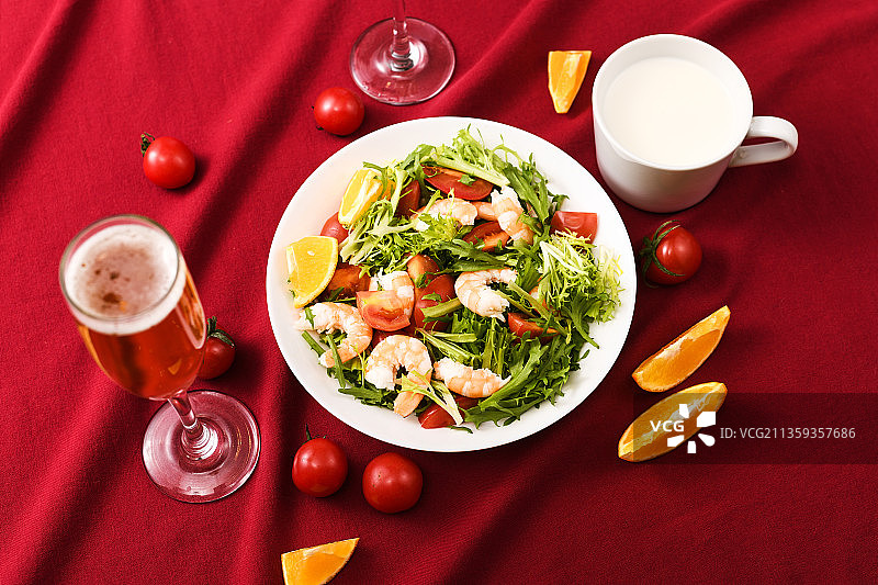一盘蔬菜沙拉健康素食静物图片素材