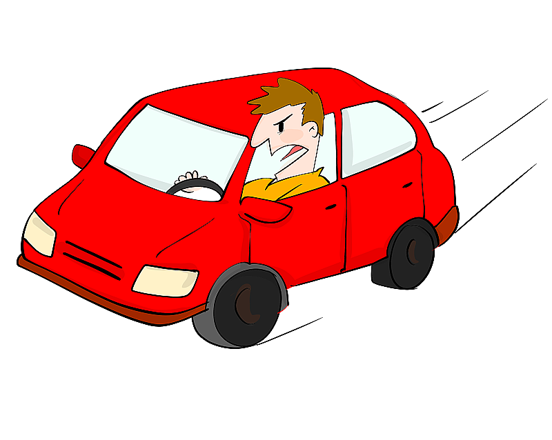 手绘卡通漫画元素红色驾驶速度小汽车图片素材