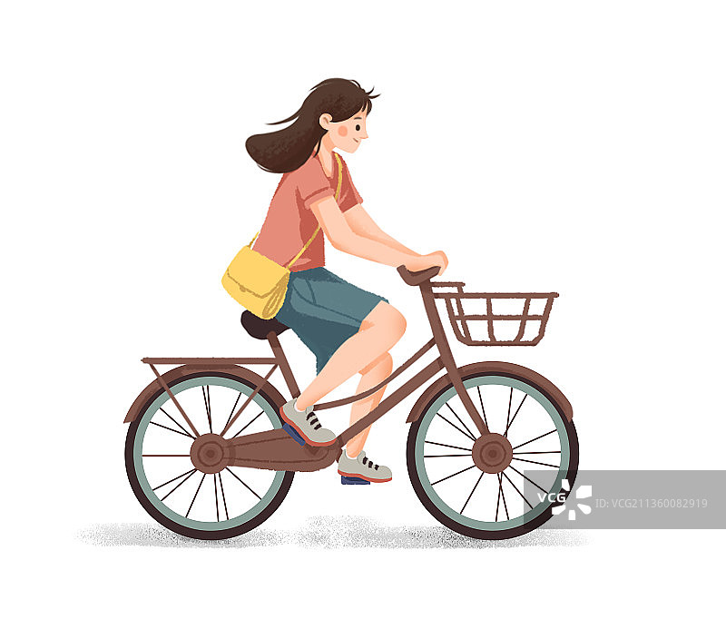 夏天踩单车的活泼女生图片素材