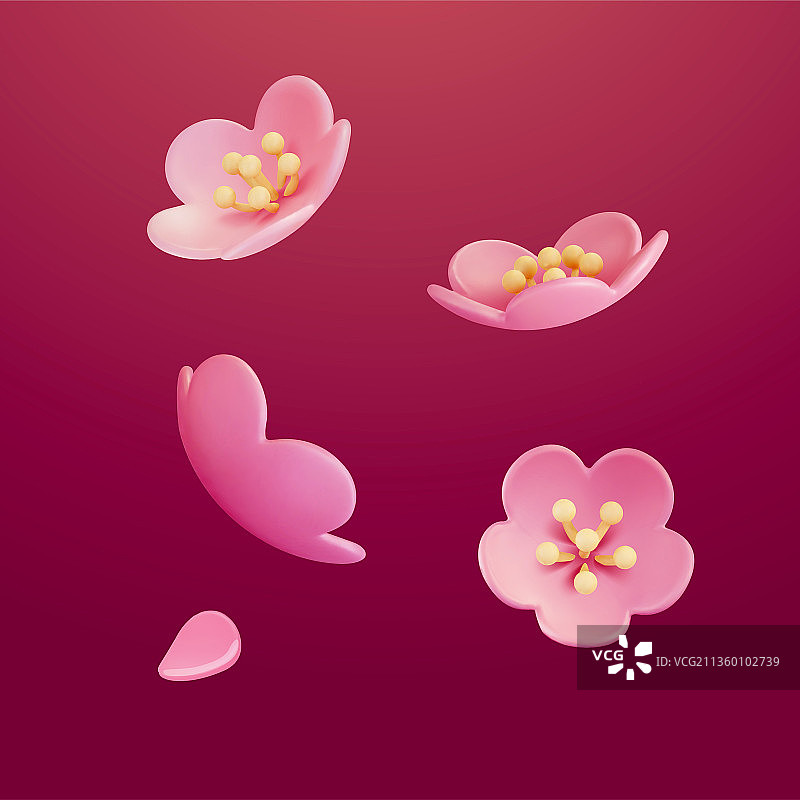 3D清新粉色梅花装饰图片素材