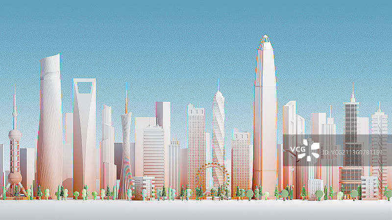 3D智慧城市主题建筑插画图片素材