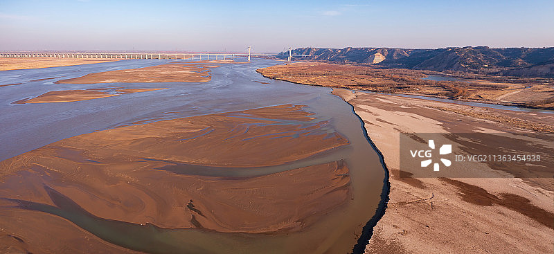 大河上下，黄河，郑州，桃花峪，湿地，河滩，黄河大桥图片素材