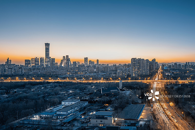 北京国贸商业区夜景图片素材
