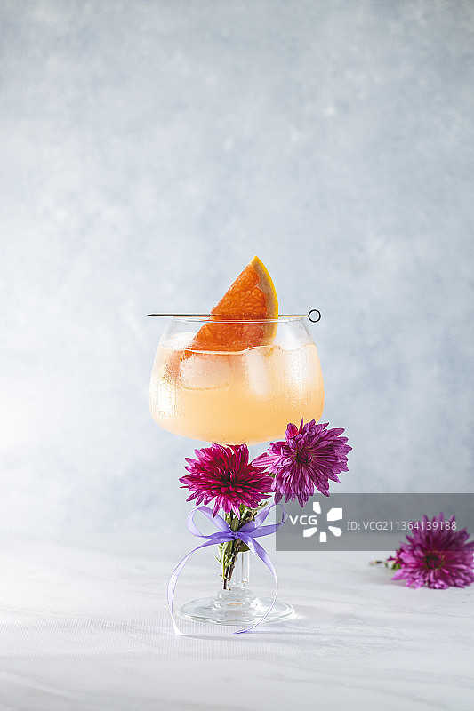 一杯加葡萄柚片的杜松子酒图片素材