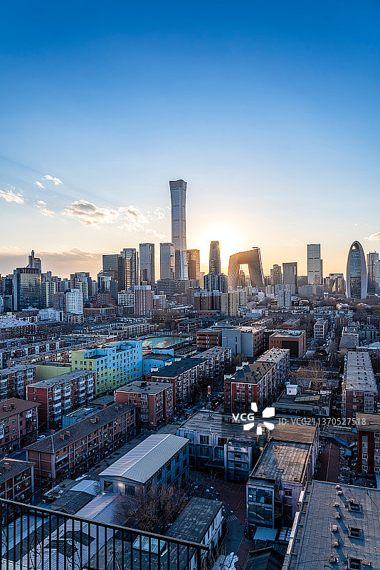 北京国贸城市天际线日落图片素材