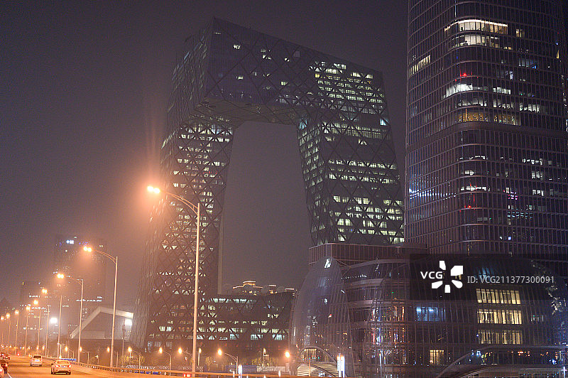 东三环北京CBD夜色图片素材