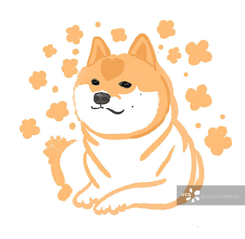 水彩柴犬微笑插画图片素材