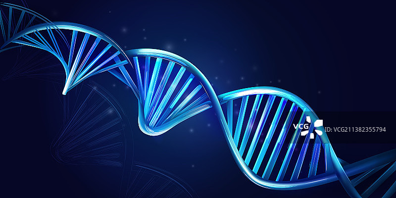 黑色背景上发光的DNA链图片素材