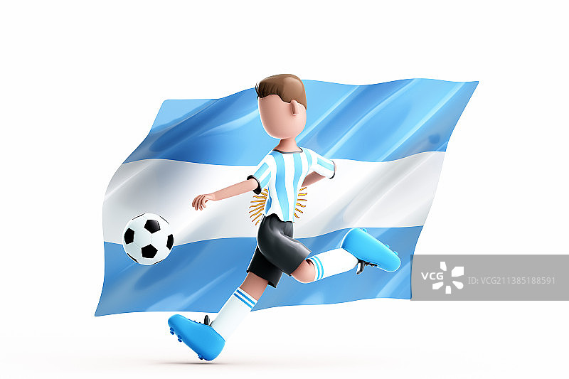 3D渲染的可爱的足球运动员图片素材
