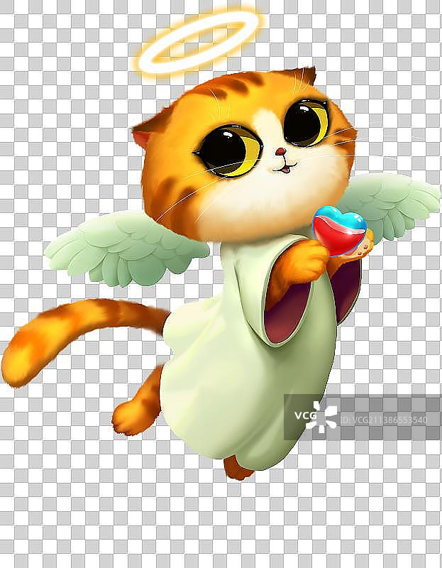 橘猫天使猫咪png免抠素材可爱爱心猫漂浮宠物天使图片素材