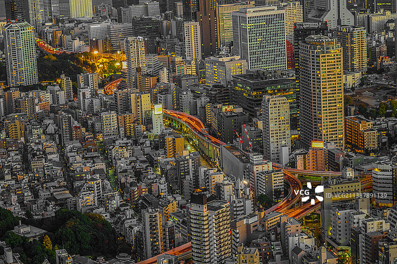 东京市中心的日落和夜景图片素材
