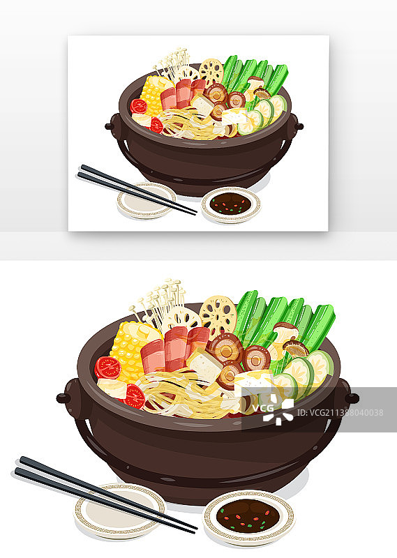 卡通手绘美食火锅元素插画素材图片素材