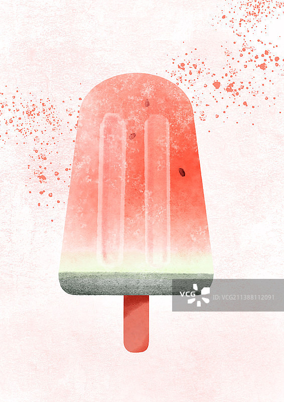 西瓜味冰棍插画图片素材