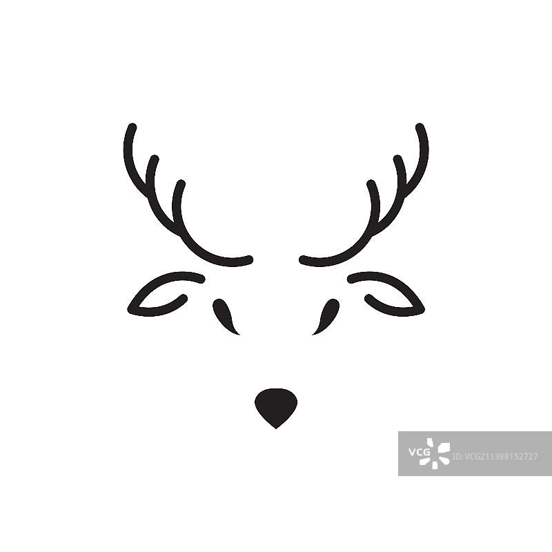 极简主义脸鹿与角线的标志设计图片素材