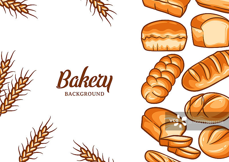 面包店背景与彩色面包图片素材