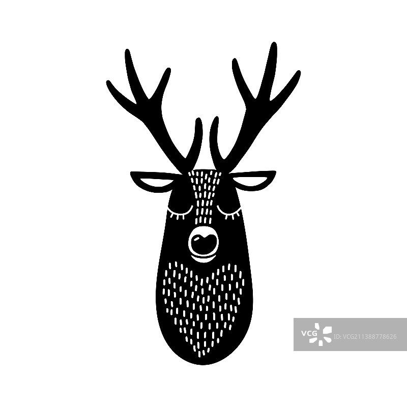 鹿头剪影风格的驯鹿图片素材