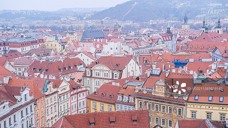 布拉格，捷克共和国，城市建筑的高角度视图图片素材