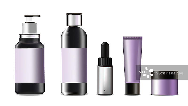 紫罗兰色化妆品包装逼真洗发水图片素材