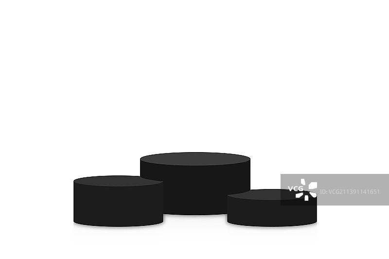 黑色领奖台模型在圆形和圆柱形状图片素材