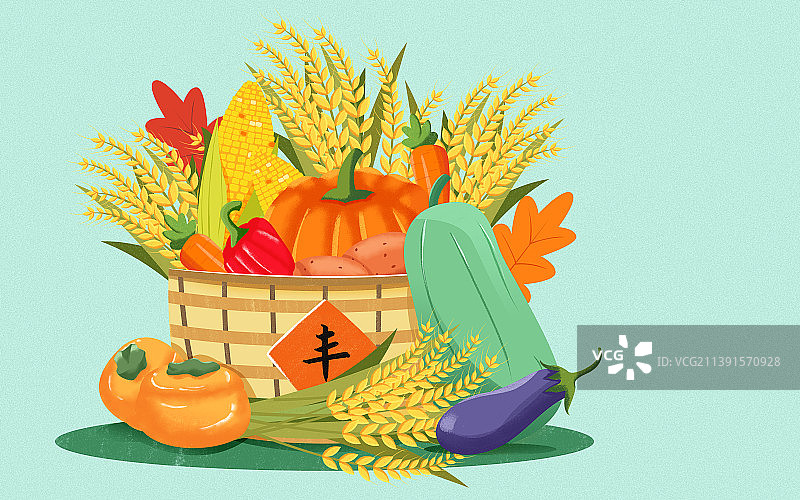 传统节气秋分粮食丰收插画海报图片素材
