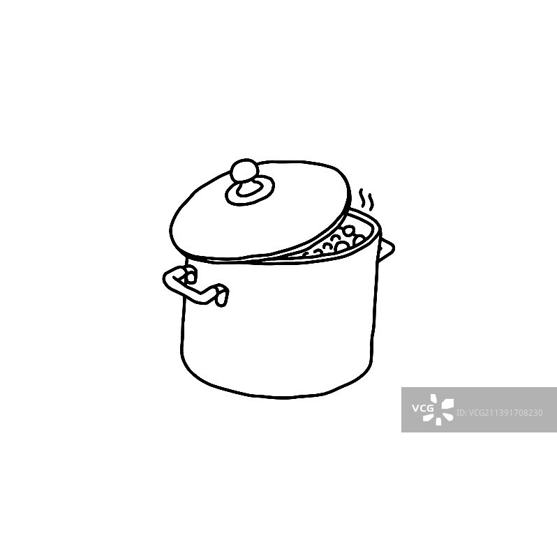煮锅炖锅用沸腾的食物涂鸦图片素材