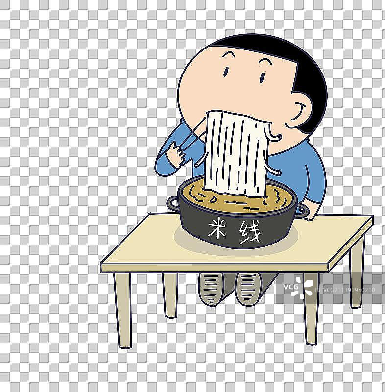 元素：吃米线的人物图片素材