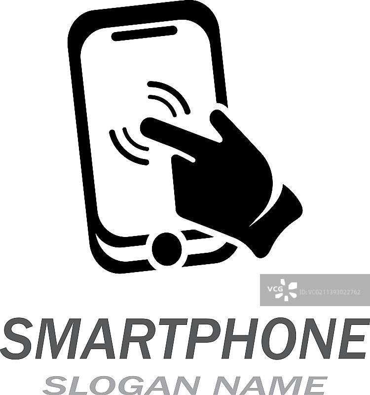 手触摸智能手机图标在白色背景图片素材