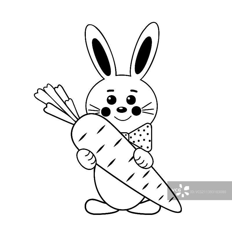 兔子手里拿着一根胡萝卜图片素材