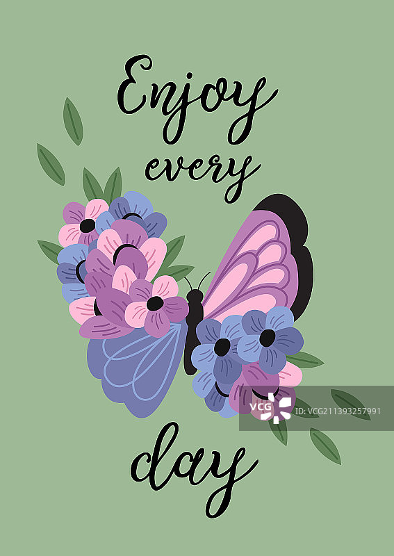 海报上有紫色的装饰蝴蝶和花朵图片素材