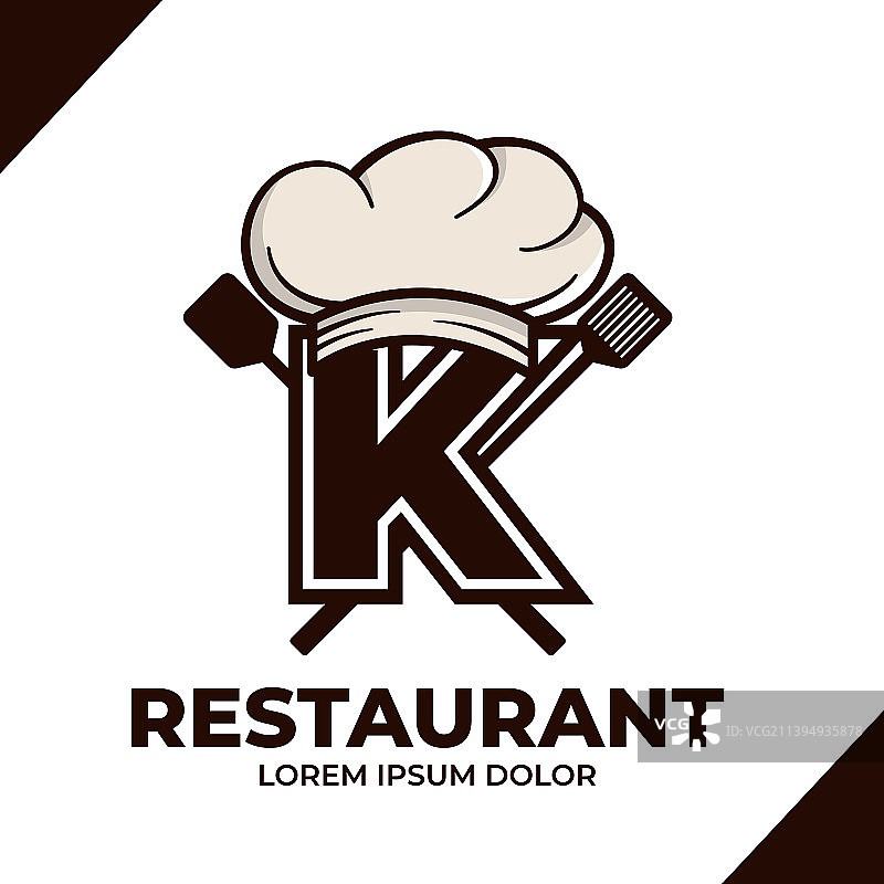 字母k厨师帽子标志设计餐厅咖啡厅图片素材