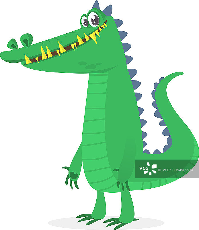有趣的绿色鳄鱼卡通儿童书图片素材