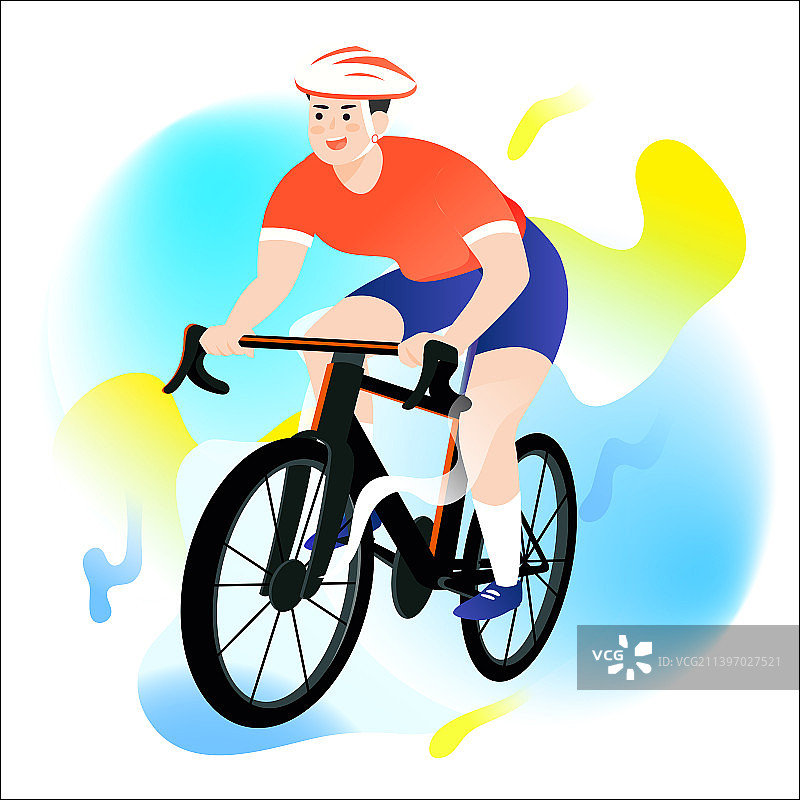 世界骑行日人物骑自行车健身运动出行插画图片素材