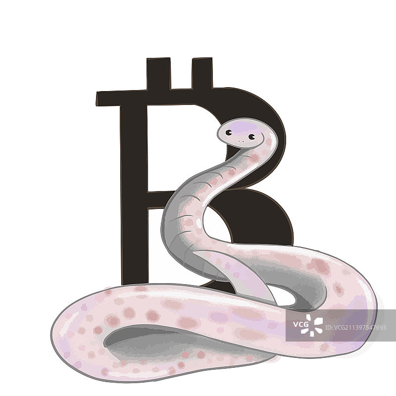 一条蛇坐着并守护着加密货币市场图片素材