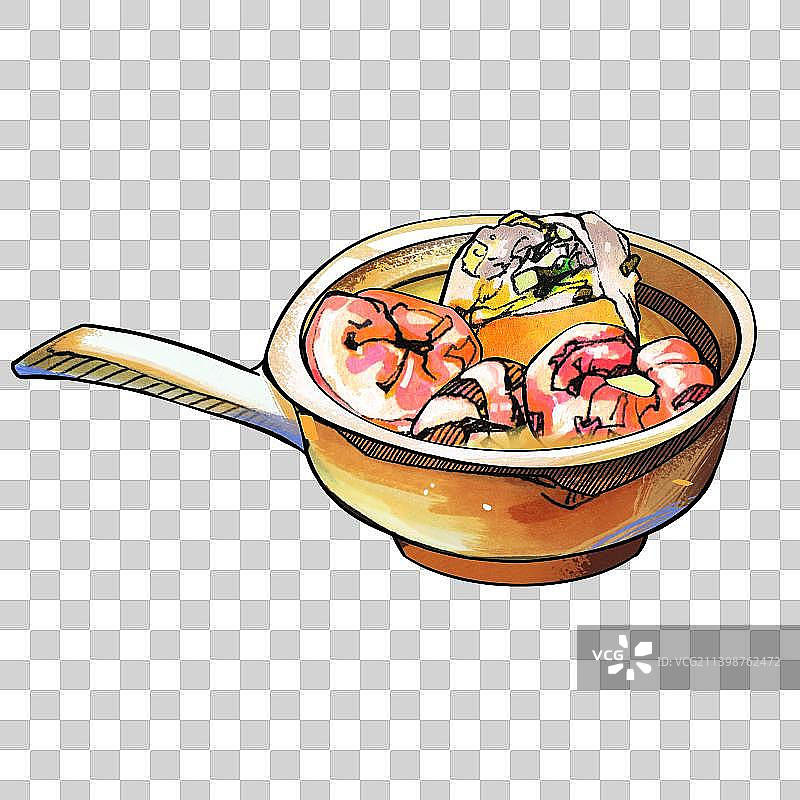 虾汤 海鲜 酱料 美食手绘插画图片素材
