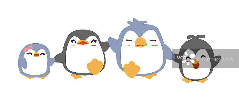 快乐企鹅家庭漫画图片素材