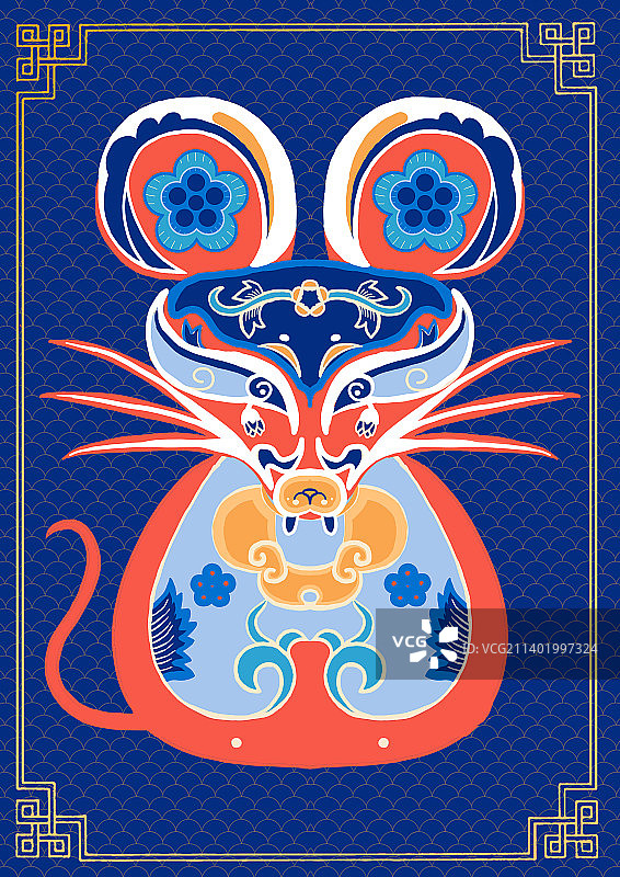 十二生肖老鼠纹样传统文化海报图片素材