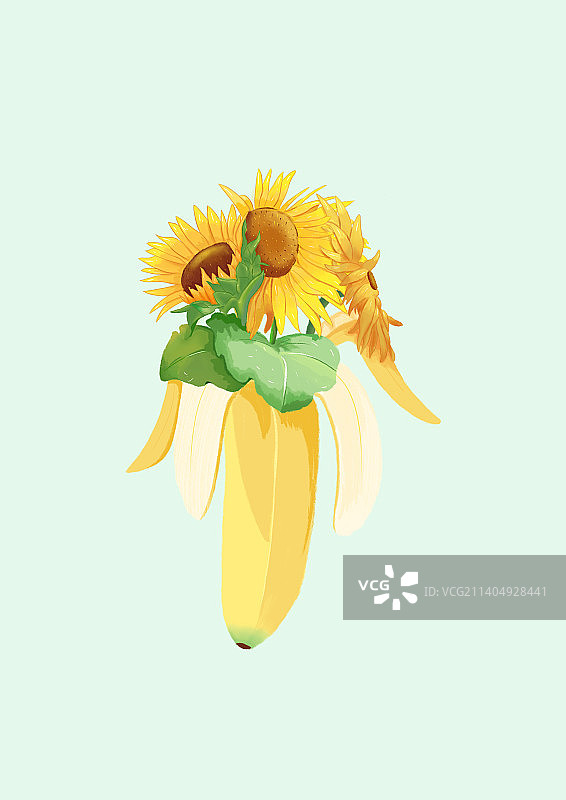 创意香蕉向日葵图片素材
