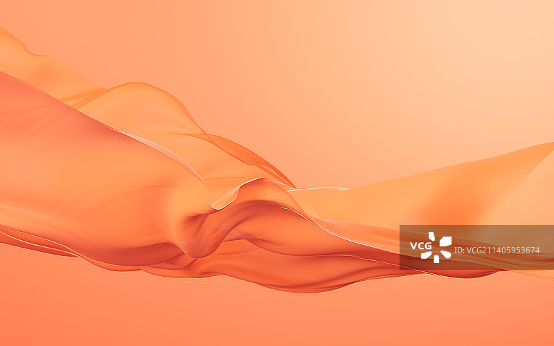 流动的橙色布料3D渲染图片素材