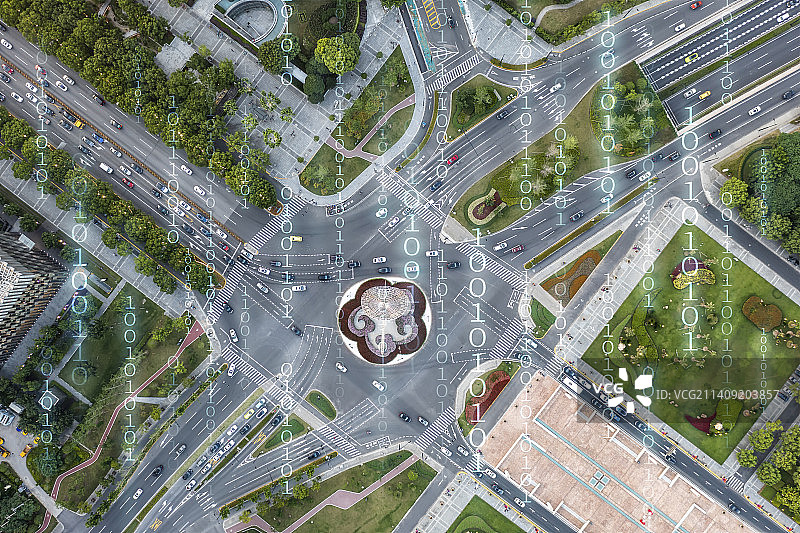 上海世纪大道科技馆城市道路十字路口图片素材