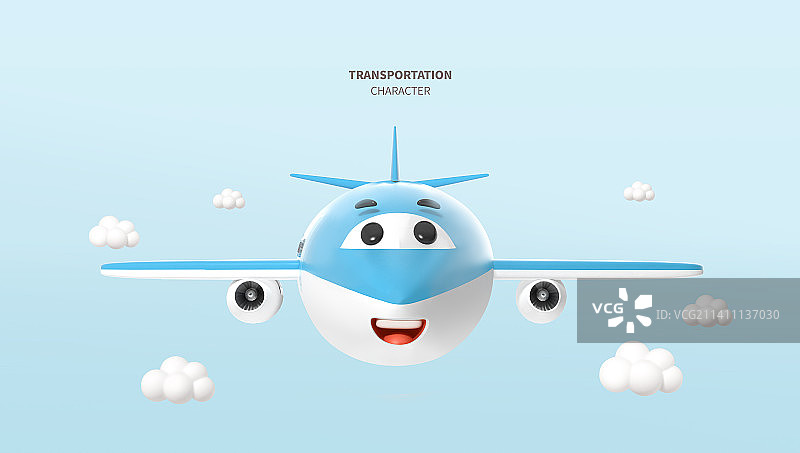 可爱的3D渲染运输飞机角色图片素材