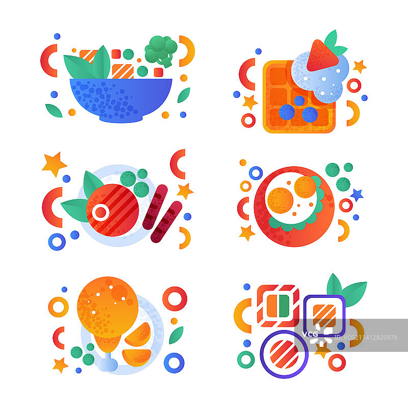 食品零食平面图标和寿司图标图片素材