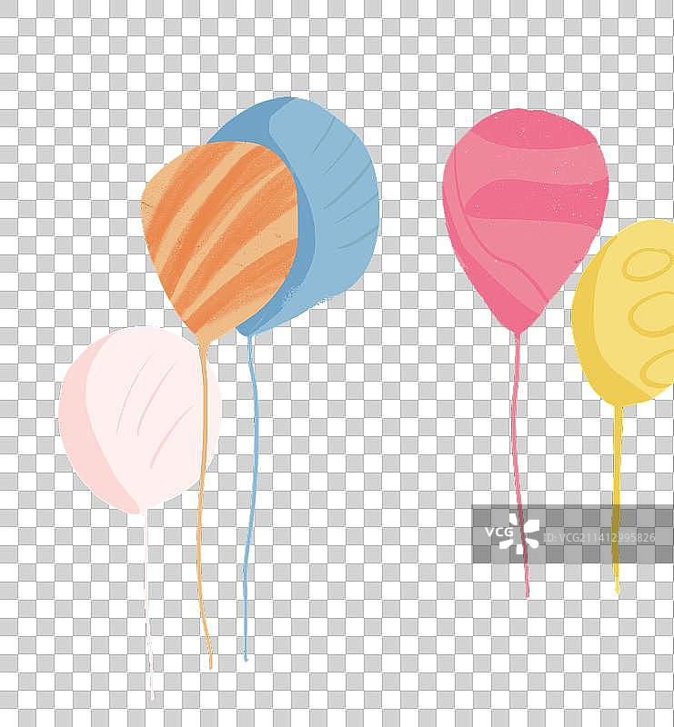 一组五彩斑斓的漂浮气球元素插画图片素材