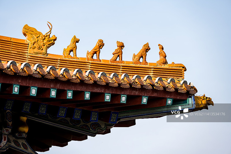 中国古建筑屋檐神兽图片素材