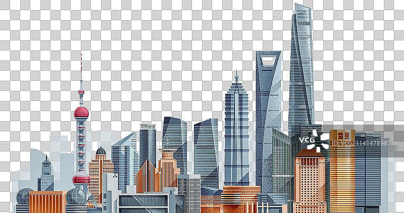 上海陆家嘴天际线 低饱和度版-上海地标系列图片素材
