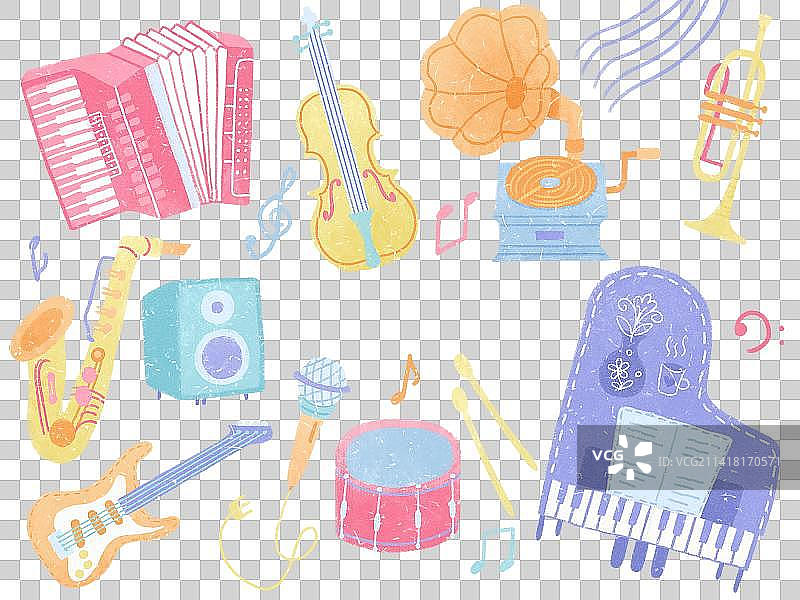 音乐乐器免抠图形元素扁平装饰插画图片素材