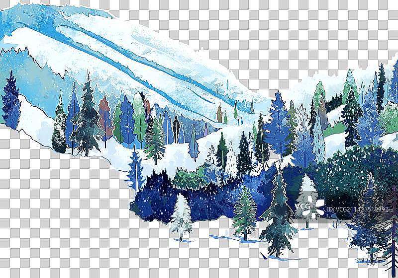 森林雪山图片素材