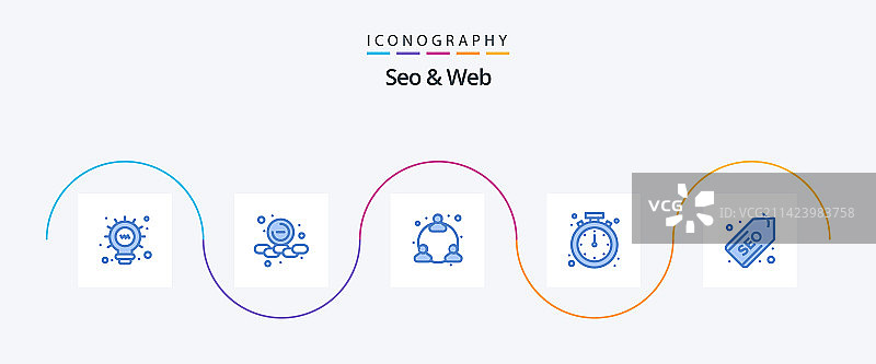 Seo和网页蓝5图标包包括标签网页图片素材