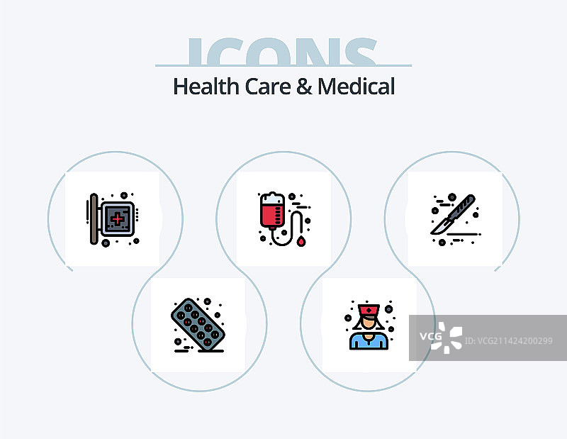医疗保健和医疗线填充图标包5图片素材